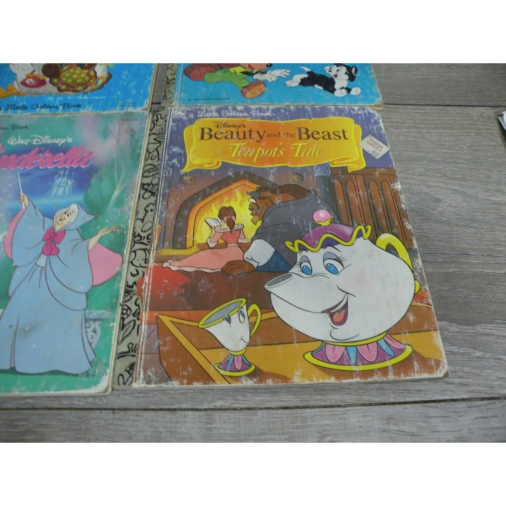 Walt Disney Little Golden Books Lot of 4 Cinderella Mickey Mouse Beauty Beast